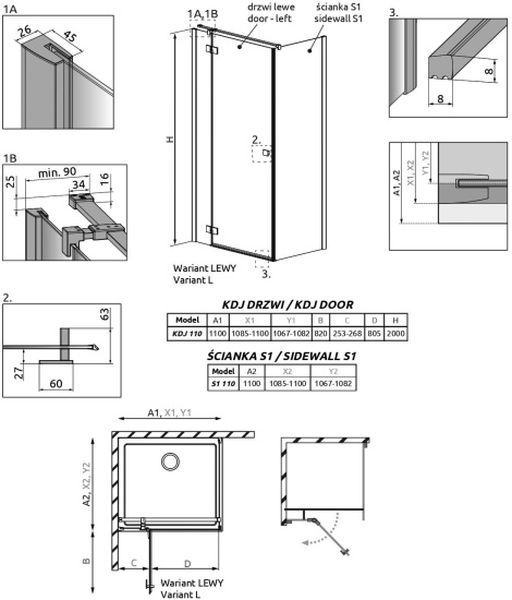 Душевой уголок Radaway Essenza New Black KDJ 110х110 L