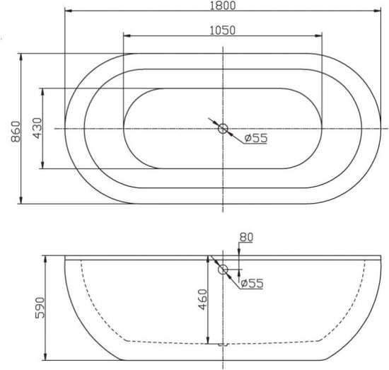 Акриловая ванна BelBagno BB13 1800 180 см