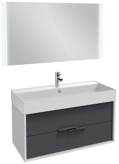 Тумба с раковиной Jacob Delafon Vivienne 100 белый блестящий/насыщенный серый, ручки серые