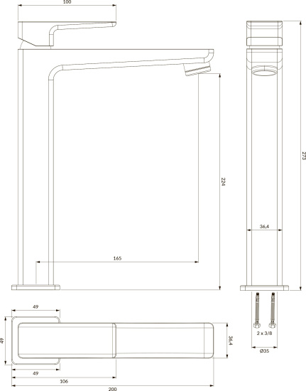 Смеситель для раковины Omnires Parma PM7412GR графит