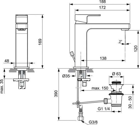 Смеситель для раковины Ideal Standard Edge A7106AA