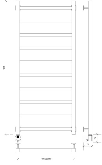 Полотенцесушитель электрический Secado Корсико 1 120/40 L, хром