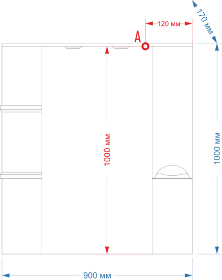 Зеркало Misty Кристи 90 R бежевая эмаль