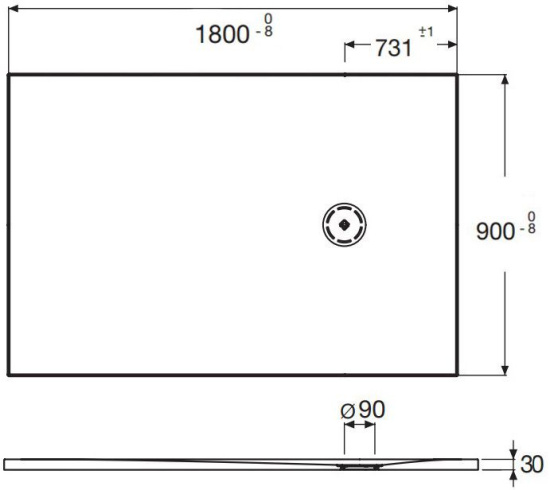 Поддон для душа Jacob Delafon Singulier 180х90 серый сланец с сифоном