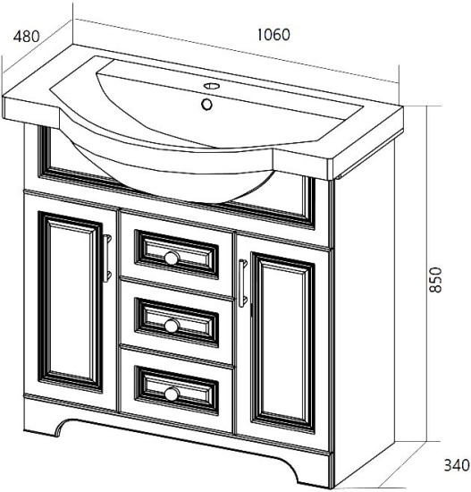 Тумба с раковиной 1MarKa Прованс New 105Н