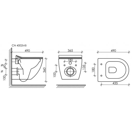 Подвесной унитаз Ceramicanova Metropol Rimless CN4002MB