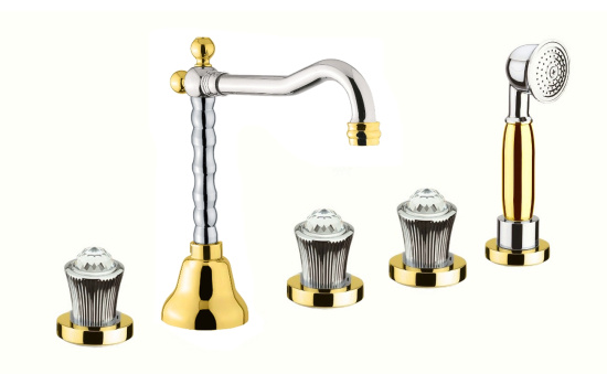 Смеситель на борт ванны Fiore Venere Sky Swarovski® 13CO0607, хром/золото