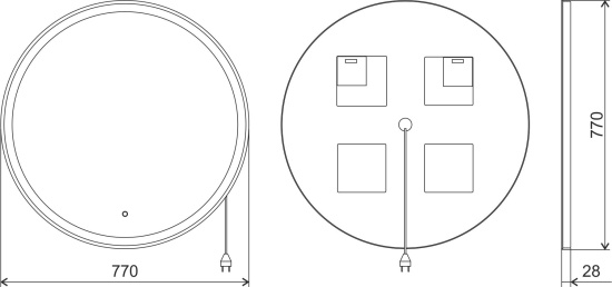 Зеркало Stworki Мальмё 77 с подсветкой, сенсор на зеркале