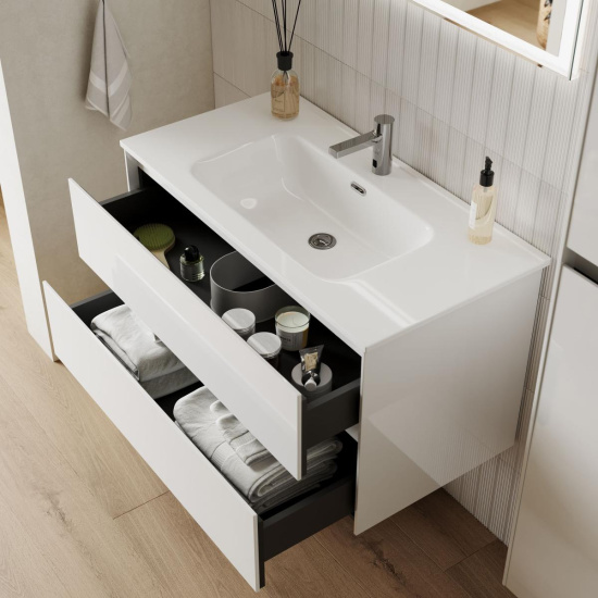 Тумба с раковиной Sancos Cento 100 белый глянец