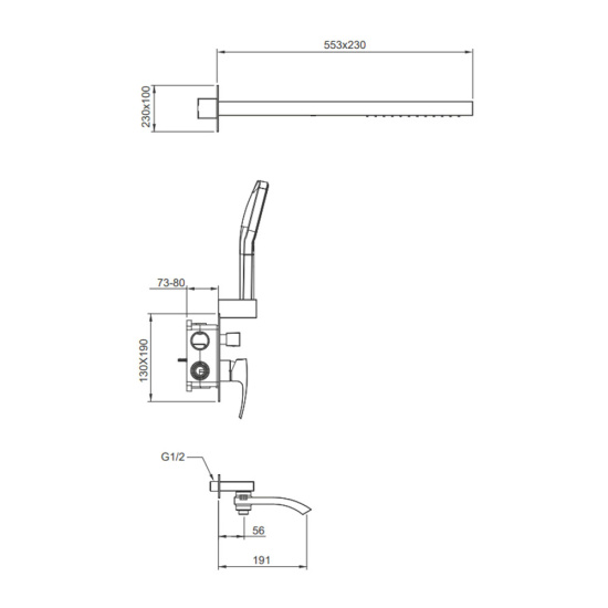 Душевая система Gappo G7107-70, хром