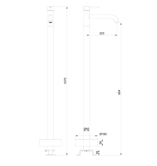 Смеситель для раковины Wonzon & Woghand Stick WW-88649905-BN напольный