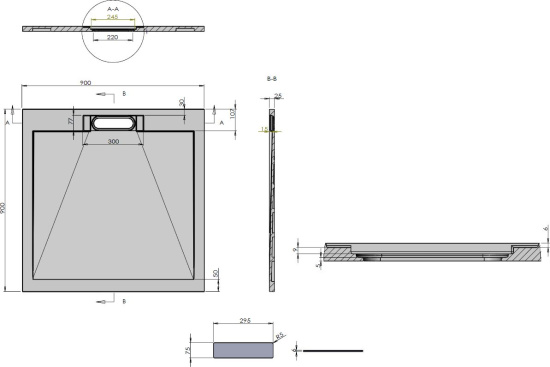Поддон для душа Vincea VST-4SRL9090A 90x90 антрацит