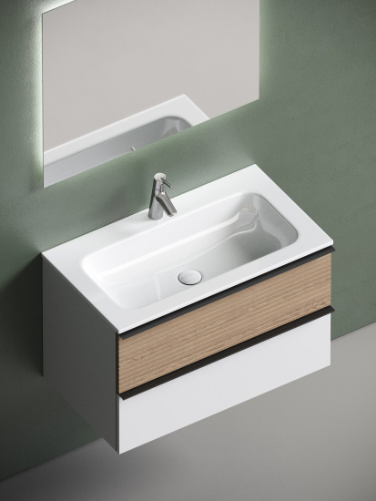 Тумба с раковиной Sancos Delta 80 дуб светлый/белый, DL80W