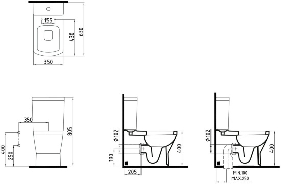 Унитаз-компакт Bien Neptun NPKD06301VE0W5SZ0 с функцией биде, встроенным смесителем