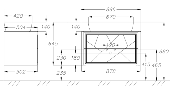 Тумба со столешницей Opadiris Луиджи 90 серая, раковина One