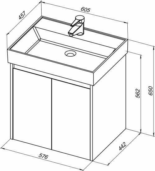 Тумба с раковиной Aquanet Nova Lite 60 белый глянец, с дверками