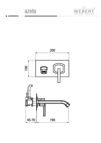 Смеситель для раковины Webert Azeta AZ830606015 с внутренней частью