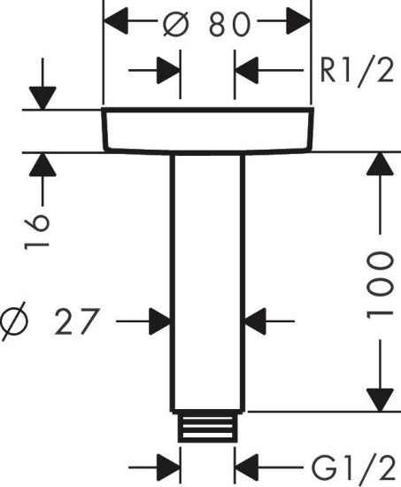 Кронштейн для верхнего душа Hansgrohe 27393140 шлифованная бронза