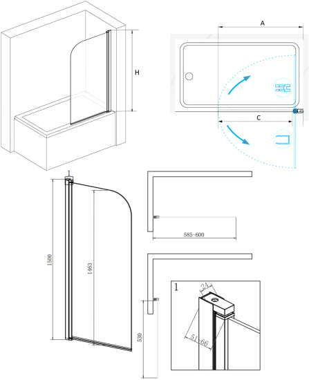 Шторка на ванну RGW Screens SC-09B 60 см