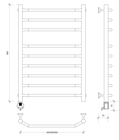 Полотенцесушитель электрический Secado Агата 5 80/50 L, хром