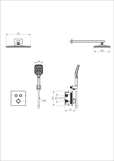 Душевая система Wonzon & Woghand WW-D2017-B-CR с термостатом