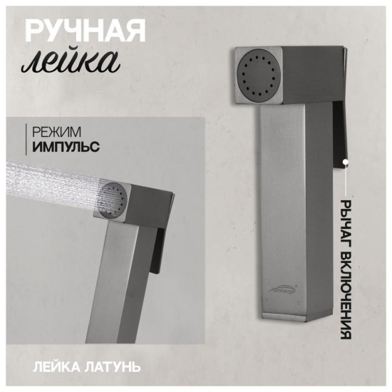 Гигиенический душ Hansberge H3077BG со смесителем, графит