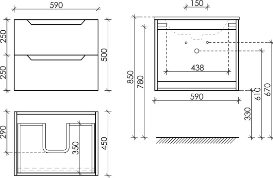 Тумба с раковиной Sancos Norma 2.0 60 белый глянец