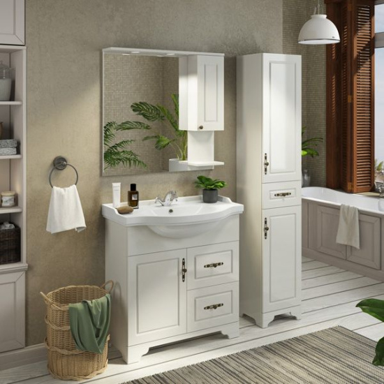 Тумба с раковиной Comforty Севилья 85, напольная, слоновая кость