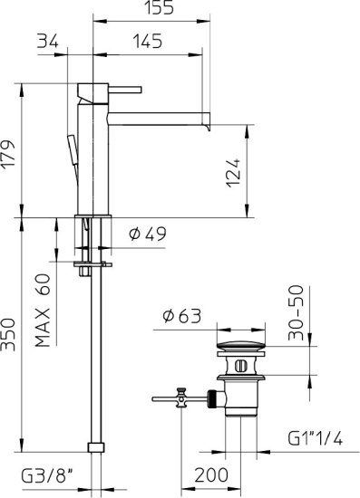 Смеситель для раковины Bossini OKI Z005301.030