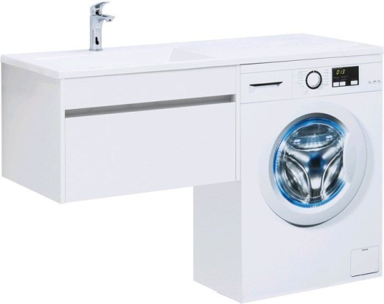 Тумба с раковиной Aquanet Токио 130 L белая подвесная, 1 ящик