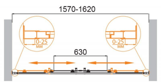 Душевая дверь в нишу Cezares Molveno-BF-2-180-P-Cr