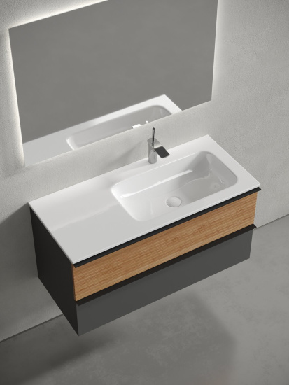 Тумба с раковиной Sancos Delta 100 дуб красный/графит правая, DL100RGR