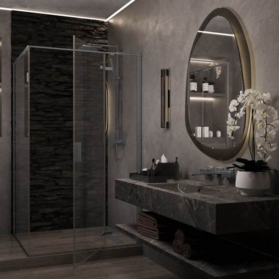 Душевой уголок Veconi Rovigo 073GR 80x80, профиль графит, стекло прозрачное