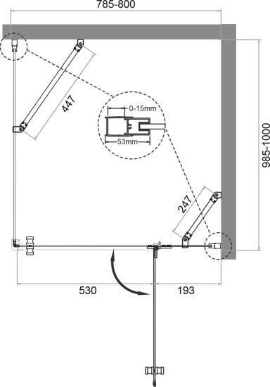 Душевой уголок BelBagno Kraft AH-12-80/100-C-Cr R