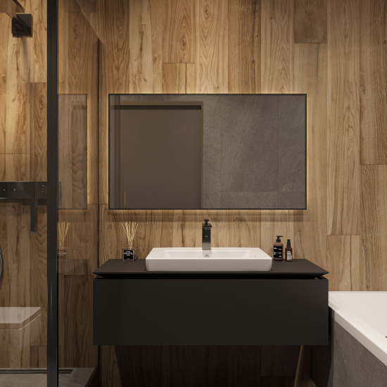 Зеркало Diwo Элиста 120 черное, с подсветкой светодиодной, инфракрасный выключатель