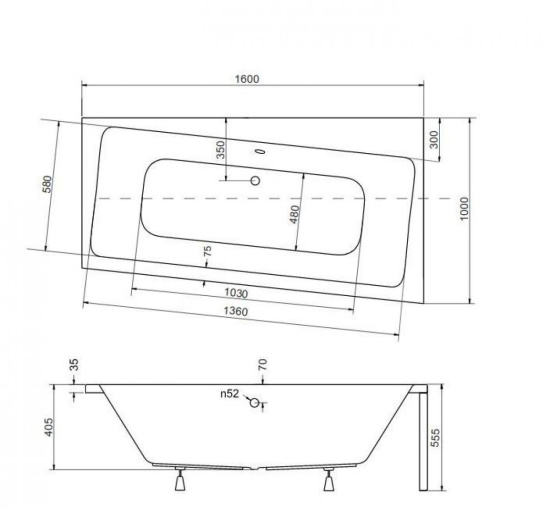 Акриловая ванна Besco Infinity 160 P
