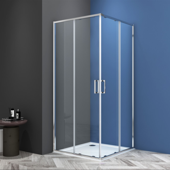 Душевой уголок CeramaLux CL902-90 90x90, профиль хром, стекло прозрачное