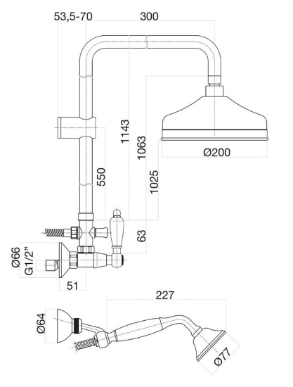 Душевая стойка Fiore Coloniale 02OO0620 золото