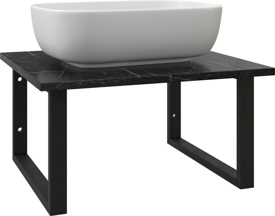 Столешница с раковиной Diwo Элиста 60 чёрный мрамор, с раковиной Moduo 50 Square