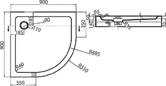Поддон для душа Bravat Type-R1 90x90x14