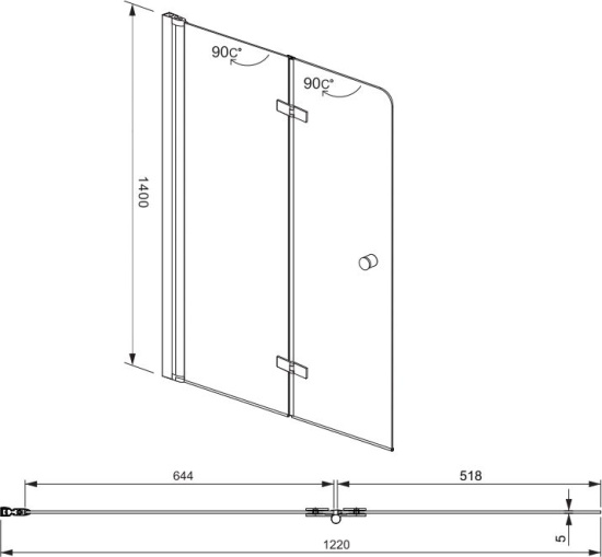 Шторка на ванну Aquanet Beta 4 NF6222-hinge