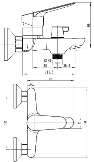 Смеситель для ванны Esko Kazan KZ54