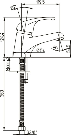 Смеситель для раковины Paini Creta 42CR205CAKM