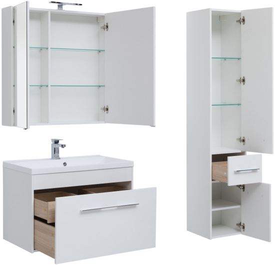 Тумба с раковиной Aquanet Августа 90 белая