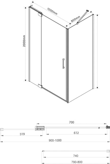 Душевой уголок Vincea Extra VSR-1E901080CL 100x80 см, профиль хром, стекло прозрачное