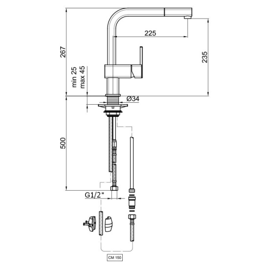 Смеситель для кухни Webert Kitchen Dado DA940302015