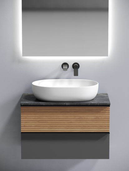 Тумба с раковиной Sancos Delta 80 дуб красный/графит, DL80GR