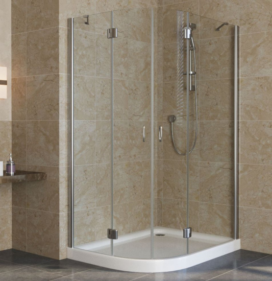 Душевой уголок Vegas Glass AFS-F Lux 120*100 08 01 R профиль глянцевый хром, стекло прозрачное
