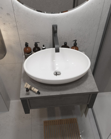 Тумба с раковиной 1MarKa Grunge Loft 60П бетон темно-серый