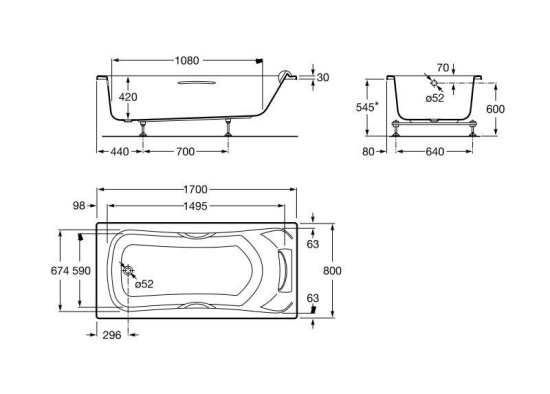Акриловая ванна Roca BeCool 170x80